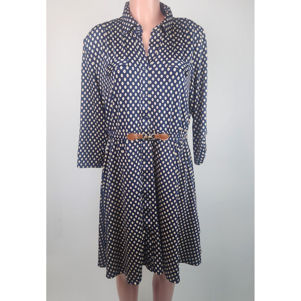 Navy Polka Dot Midi Dress
